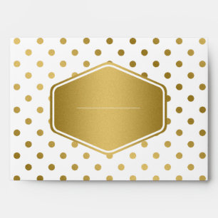 Girly Glitter Gold Polka Dots Pattern Monogram Envelope