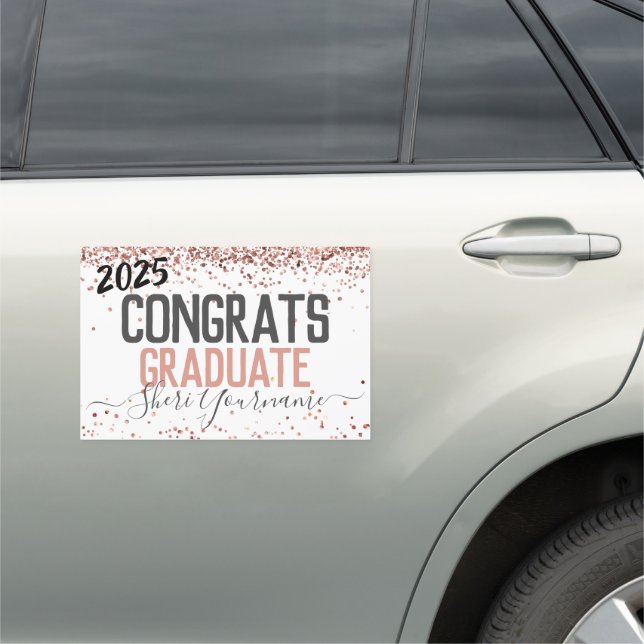 Girly Glitter Graduation Party Any Year Car Magnet (In Situ)