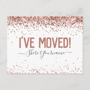 Girly Glitter I've Moved Personalized Postcard