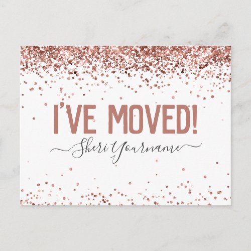 Girly Glitter Ive Moved Personalized Postcard