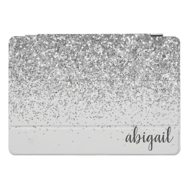 Girly Glitter Modern Monogram Name iPad Pro Cover (Horizontal)