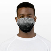 Girly Glitter Monogram Silver Black Modern Elegant Adult Cloth Face Mask (Worn)