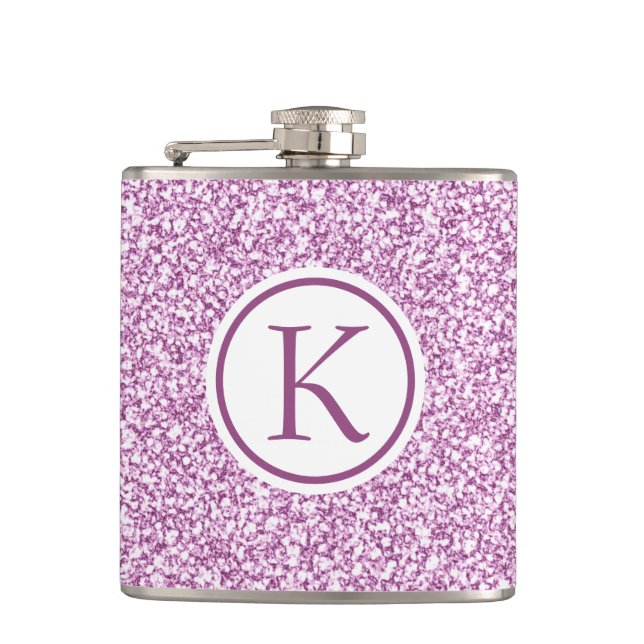 Girly Glitter Monogrammed Flask (Front)