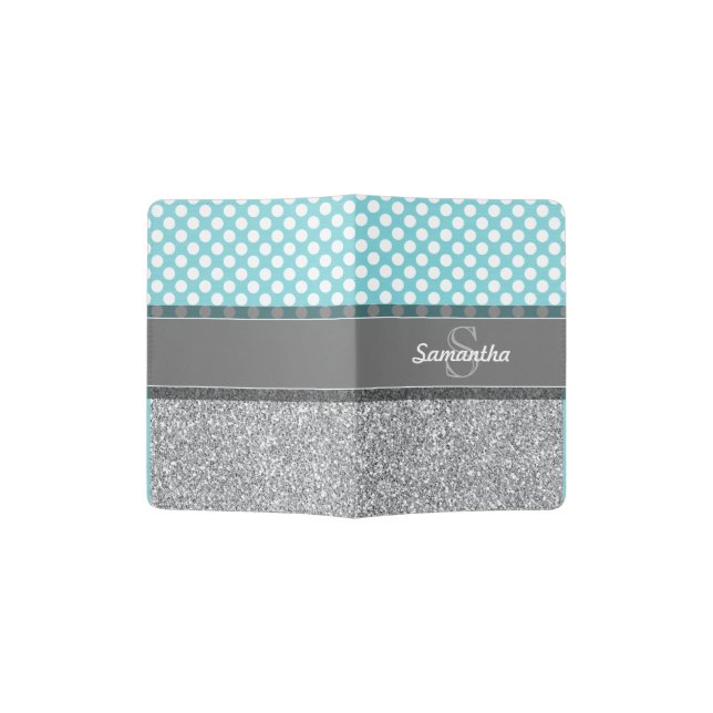 Girly Glitter Print Pattern with Custom Monograms Passport Holder (Opened)