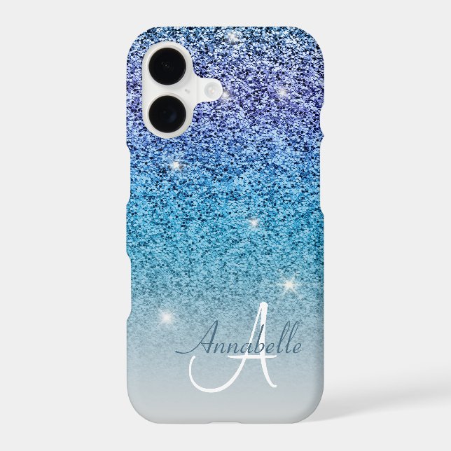 Girly glitter rainbow monogram Case-Mate iPhone case (Back)