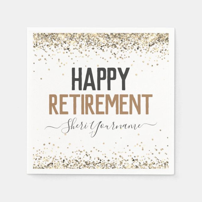 Girly Glitter Retirement Party Napkins (Front)