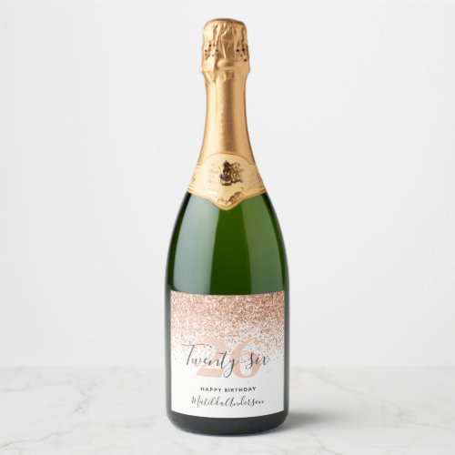 Girly glitter sparkle editable age birthday sparkling wine label