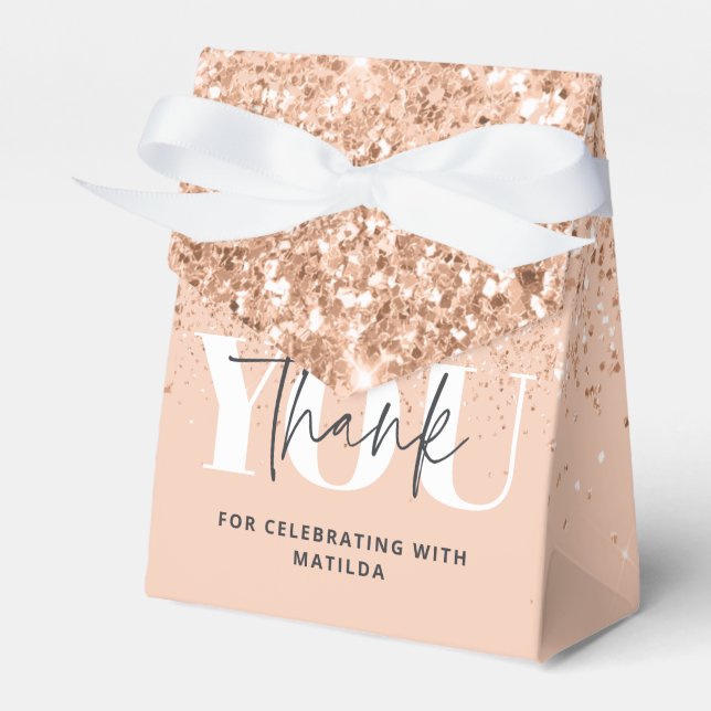 Girly glitter sparkle modern 18th birthday party  favor boxes (Front Side)