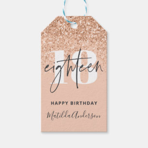 Girly glitter sparkle modern 18th birthday party  gift tags