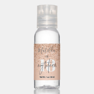 Girly glitter sparkle modern 18th birthday party  hand sanitizer