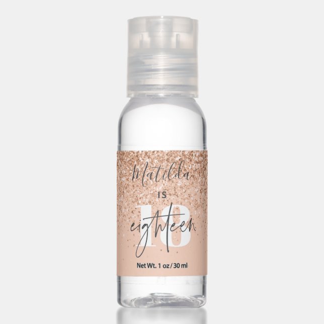 Girly glitter sparkle modern 18th birthday party  hand sanitizer (Front)
