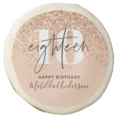 Girly glitter sparkle modern 18th birthday party sugar cookie (Front)