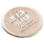 Girly glitter sparkle modern 18th birthday party sugar cookie (Angled)