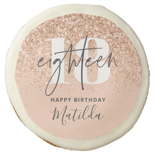 Girly glitter sparkle modern 18th birthday party sugar cookie