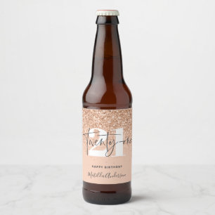 Girly glitter sparkle modern 21st birthday party beer bottle label