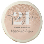 Girly glitter sparkle modern 21st birthday party sugar cookie (Front)