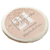 Girly glitter sparkle modern 21st birthday party sugar cookie (Angled)