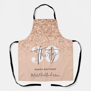 Girly glitter sparkle modern 30th birthday apron