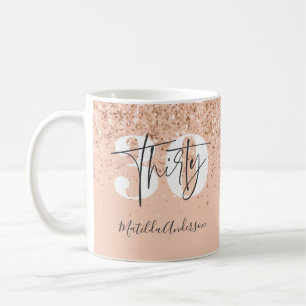 Girly glitter sparkle modern 30th birthday coffee mug