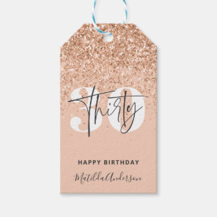 Girly glitter sparkle modern 30th birthday gift tags