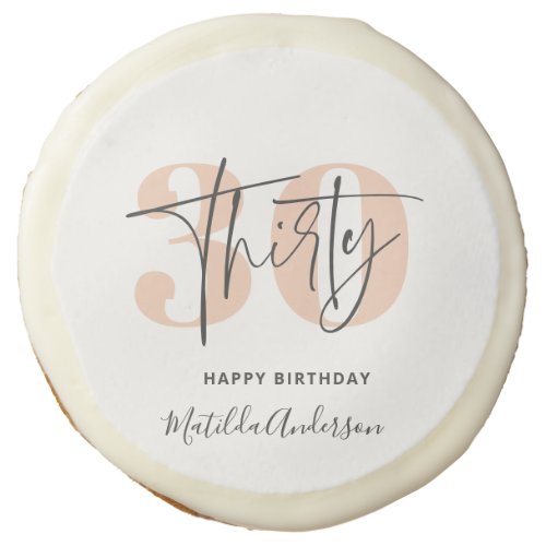 Girly glitter sparkle modern 30th birthday sugar cookie