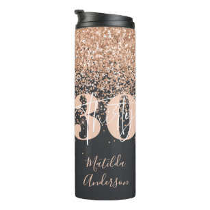 Girly glitter sparkle modern 30th birthday  therma thermal tumbler