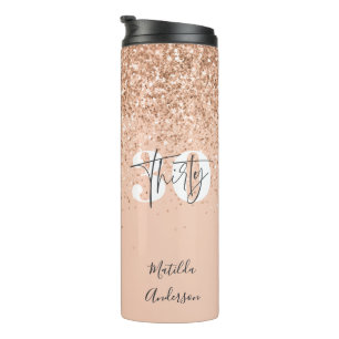 Girly glitter sparkle modern 30th birthday thermal tumbler