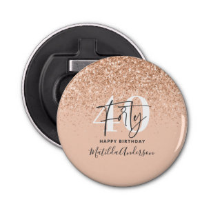 Girly glitter sparkle modern 40th birthday party bottle opener