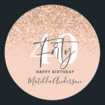 Girly glitter sparkle modern 40th birthday party  classic round sticker<br><div class="desc">Girly glitter sparkle modern 40th birthday party decor Part of a collection.</div>