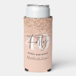 Girly Glitter Sparkle Modern 40th Birthday Party Seltzer Can Cooler at Zazzle