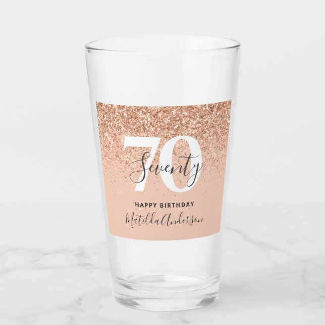 Girly glitter sparkle modern  birthday  glass (Front)