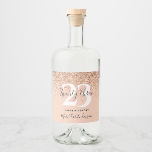 Girly glitter sparkle modern  birthday   liquor bottle label