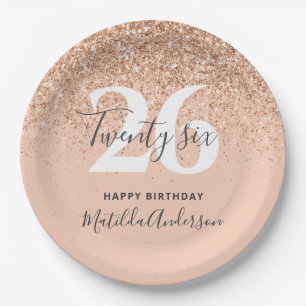 Girly glitter sparkle modern  birthday party paper plates