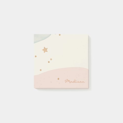 Girly Glitter Star Pink Abstract Personalized Name Post_it Notes