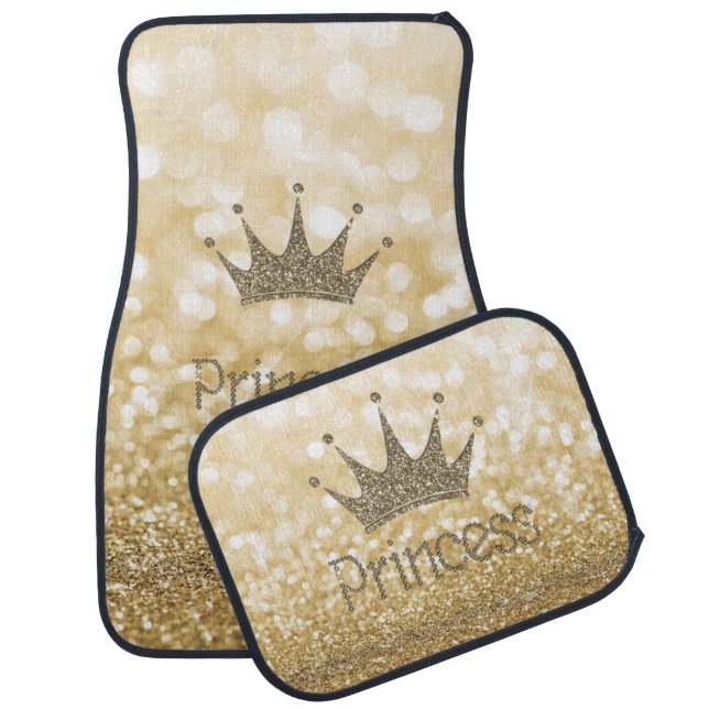 Girly Glitter Tiara,Crown,Princess,Bokeh Car Floor Mat (Set)