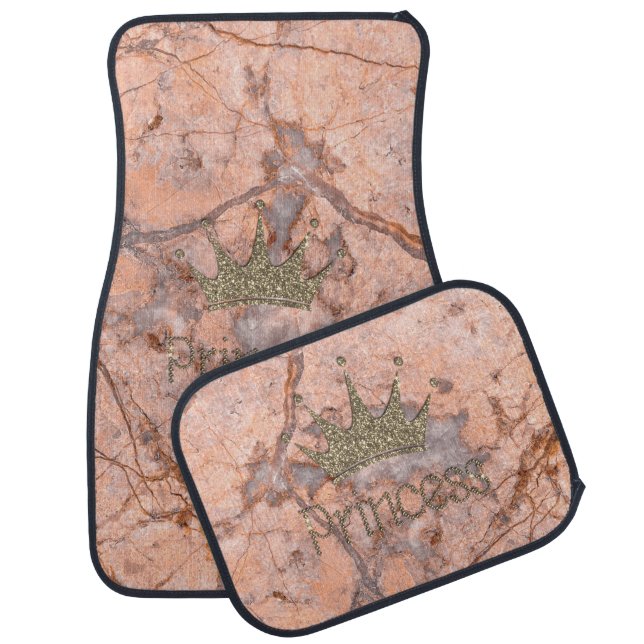 Girly Glitter Tiara,Crown,Princess,Marble Stone Car Floor Mat (Set)