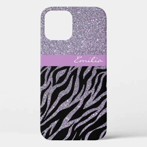 Girly Glitter Zebra Animal Print Pattern Custom iPhone 12 Case