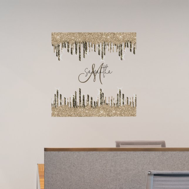 Girly Glittery Brown Gold Beauty Salon SPA  Wall Decal (Office)