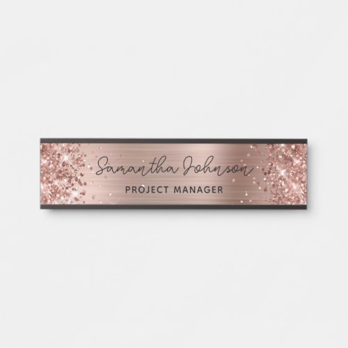 Girly Glittery Faux Rose Gold Foil Door Sign
