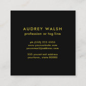 Girly Glittery Gold Green Leopard print  Luxury Square Business Card (Back)