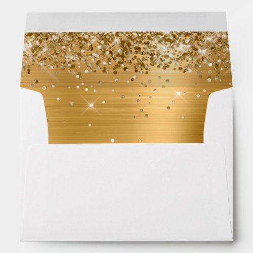 Girly Glittery Gold Ombre Foil Inside Envelope