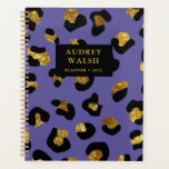 Girly Glittery Gold Purple Leopard Print Luxury Planner<br><div class="desc">If you are a lady boss, these modern impressive glamorous planners are the perfect way to give a memorable start to your business for the new year! Modern, girly animalier planner featuring digital image of leopard print in elegant Violet Purple, black and glitter gold . Black stripe overlay. Great for...</div>