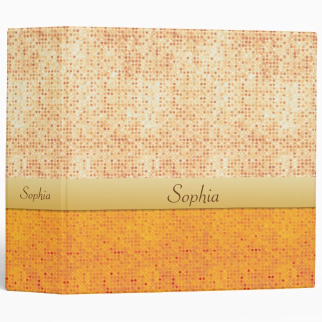 Girly Glittery Orange Polka Dot Avery Binder 2" (Front/Spine)