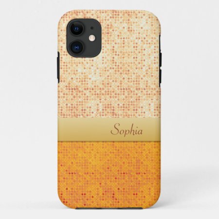 Girly Glittery Orange Polka Dot Iphone 5 Case