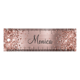 Girly Glittery Rose Gold Faux Foil Ruler