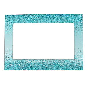 Girly Glitz Aqua Turquoise Glitter Magnetic Frame