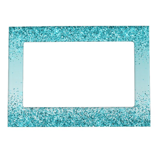 Girly Glitz Aqua Turquoise Glitter Magnetic Frame (Front)