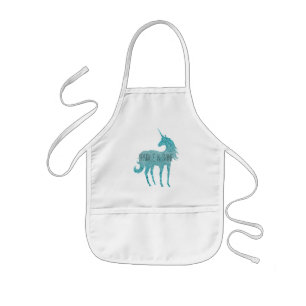 Girly Glitz Aqua Turquoise Glitter Unicorn Kids' Apron