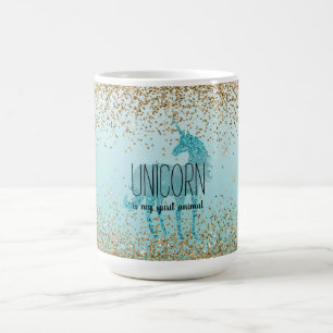 Girly Glitzy Aqua Turquoise Glitter Unicorn Quote Coffee Mug