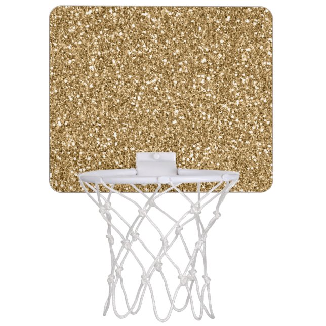 Girly Glitzy Gold Glam Glitter Mini Basketball Hoop (Front)